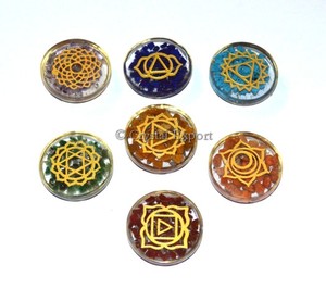Supplier of Orgone <b>Chakra</b> Enegraved Disc <b>Set</b> : Orgone <b>Chakra</b> Enegraved Disc <b>Set</b> for Sale Mascot Style Healing Products - Product Image 1