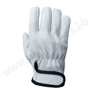 Driver Gloves Working Leather Gloves Safety Work Safety Golves Goat or Sheep Leather Sunny Safety White Comfortable Daily - Product Image 1