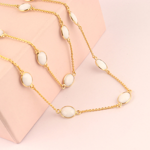 สร้อยคอโซ่สมอเรือคุณภาพสูงสำหรับผู้หญิงสร้อยข้อมือตัดอาเกตสีขาวทอง/เงินชุบส่วนบุคคล - Product Image 3