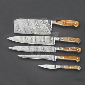 5pcs <b>Kitchen</b> Chef <b>Knives</b> Set 6.5 Inch Japanese 7CR17 440C High Carbon Stainless Steel Damascus Laser Pattern Camping <b>Knife</b> - Product Image 4