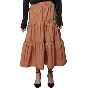 SM Falda larga de tafetán 100% de la mejor calidad italiana con cintura elástica y tres volantes fruncidos. Para fiestas - Product Image 1