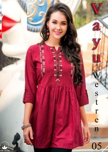Kurta Style เสื้อคอตตอนปักลายสำหรับผู้หญิง,เสื้อคอตตอน/แฟนซีแขนยาวดีไซน์สวยแบบเฉพาะ - Product Image 5