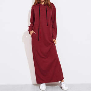 Ropa de calle bordada para mujer 100% algodón con capucha de gran tamaño de longitud Regular vestido con capucha para mujer - Product Image 3