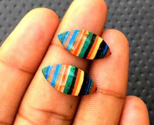 Natural <b>Rainbow</b> Calsilica Loose Gemstone Smooth Marquise Shape Colorful Flat Back Genuine Stone Cabochons - Product Image 4