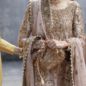 DELICATE INDIAN/PAKISTANI LONG <b>TOP</b> LEHENGA DRESS Embellished DABKA, STONE GLASS BEADS Work for Wedding 2022 - Product Image 1