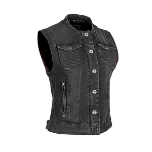 Chaleco Vaquero de algodón lavado ligero de la mejor calidad para niñas, protección principal con decoración de botones y cierre de cremallera - Product Image 5