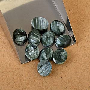 Serafinita Natural 9x7 mm, Grado 3A, Corte Ovalado, Verde Grisáceo, Cabujón de Base Plana, Calibrado, Piedras Preciosas al por Mayor para Sanación - Product Image 3