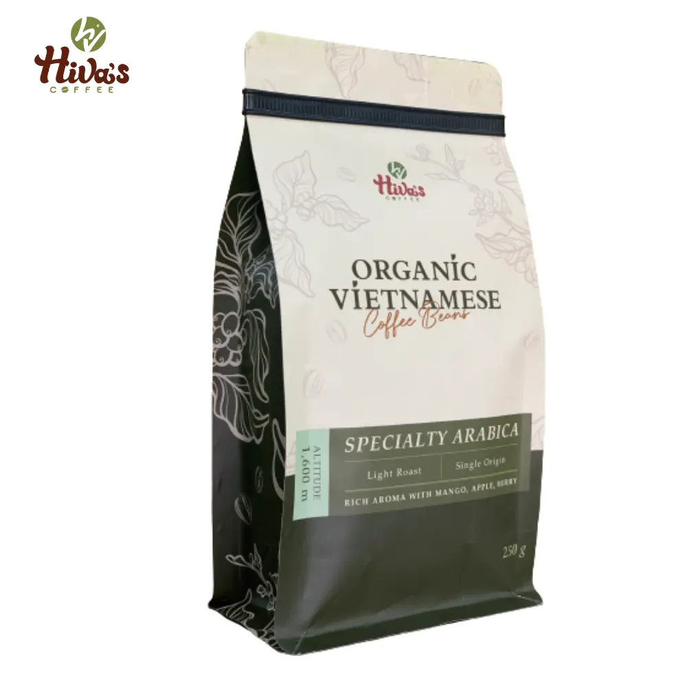 Hạt Cà Phê Rang Chất Lượng Cao Cà Phê Arabica Hữu Cơ Tự Nhiên Hiva Cà Phê Việt Nam 0.25Kg Giá Tốt