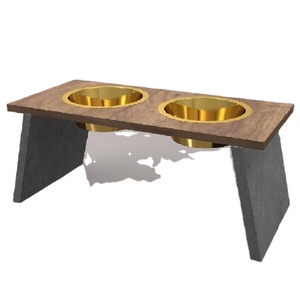 Bol pour chien en acier et bois écologique bol pour animaux de compagnie pour usage domestique - Product Image 1