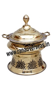 Hot Sale Luxury Brass <b>Chafing</b> <b>Dish</b> Gold-Plated Finish Casting Technique-round Serving <b>Dish</b> for Caterers Hotels Restaurants - Product Image 2