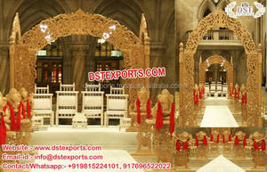 Boda tradicional Mandap de madera decoración último diseño antiguo Mandap de madera conjunto impresionante boda madera tallada Mandap EE. UU. - Product Image 6