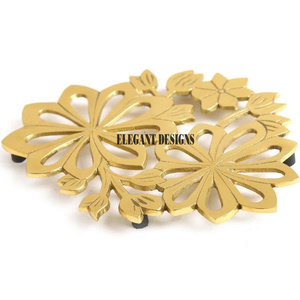 Flower Design Metal <b>Trivet</b> Gold Color Best Quality Vintage Affordable Metal <b>Trivet</b> Hotel and Restaurant Ware Fancy Metal <b>Trivet</b> - Product Image 1