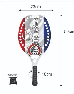 ไม้เทนนิสชายหาดแบบสั่งทำพิเศษ หน้าไม้ 20 มม. น้ำหนัก 320-340 กรัม ความยาว 50 ซม. ด้ามจับคาร์บอนไฟเบอร์ และตาข่ายคาร์บอนไฟเบอร์ผสมใยแก้ว - Product Image 3