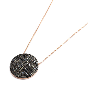 Collar redondo Chapado en circón negro, joyería de moda de Plata de Ley 925 hecha a mano, venta al por mayor - Product Image 2