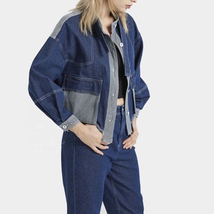 Chaqueta vaquera de invierno extragrande con logo personalizado para mujer, estilo boyfriend, manga larga, ajuste holgado, reversible - Product Image 1