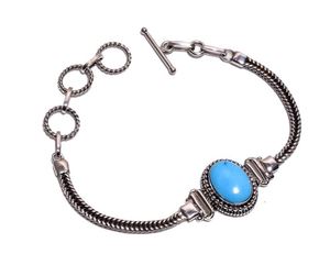 Haute qualité beauté naturelle Turquoise pierres précieuses Bracelet fait main 925 bijoux en argent Sterling prix de gros Bracelet fin - Product Image 1