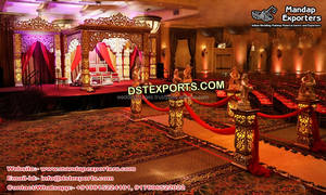 Mandap de bollwood para boda, aspecto elegante de boda de Alemania, Mandap dorado, estilo Jodha Akbar, decoración - Product Image 3
