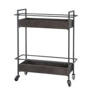 High Quality Kitchen Rolling Cart & Trolley Foldable 2 Tier Trolley Cart Kitchen Organizer Foldable Trolley
