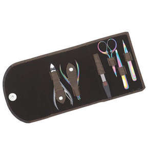 Kit de aseo con funda de viaje de cuero marrón, kit de aseo para manicura y pedicura, para dedos y dedos profesionales, varios colores - Product Image 1