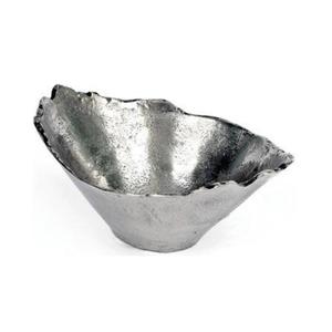 Pièce maîtresse en métal de conception Antique, bol de forme ronde avec bords sculptés, bol fini de couleur argent antique moderne - Product Image 6