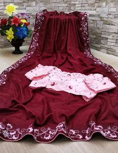 Rangoli Silk Saree y borde con blusa de trabajo de espejo pesado para ropa de fiesta Comprar al fabricante - Product Image 3