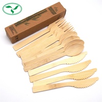 Lot de ustensiles en bambou, fourchette cuillère pour fête à emporter, voyage Camping pique-nique