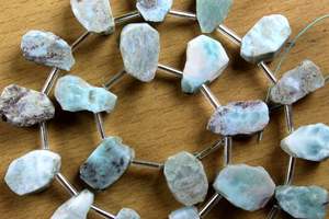 Taladro lateral rugoso de forma desigual de 21 piezas de piedras preciosas Larimar naturales de la mejor calidad para la fabricación de joyas al por mayor - Product Image 3