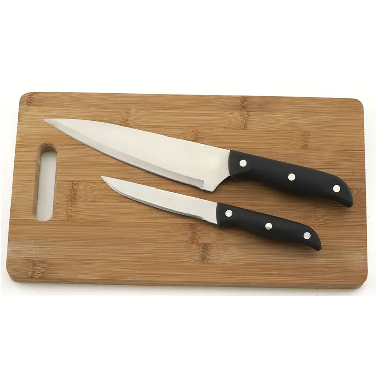 Full tang Satin Chef Utility Knives with Bamboo cutting board ergonomics handle home kitchen knife set extra sharp blade