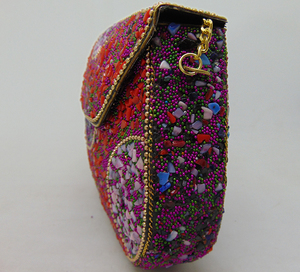 handmade Orange & Multi gravel stone mosaic stone <b>Clutch</b> Bag purse handbag <b>Wedding</b> Party Crystal <b>Clutch</b> Purses evening bag fo - Product Image 2