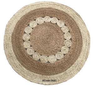 <span class=keywords><strong>Tappeti</strong></span> moderni tappeto rotondo indiano fatto a mano 100% intrecciato in iuta, tappeto da pavimento per adulti moderno accetta Logo personalizzato 50 mq a strisce - Product Image 3