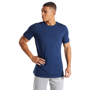 Camiseta de manga corta con cuello redondo azul marino para hombre, tela de Jersey transpirable de talla grande - Product Image 1