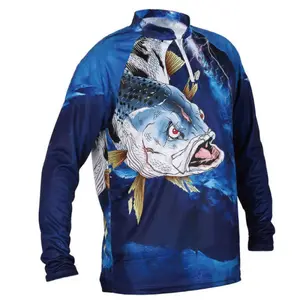 Hombres Venta al por mayor 100% Poliéster Transpirable Equipo Pesca Sublimación Camisa de manga corta Equipo de pesca Camisa Personalización - Product Image 1