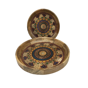 จานอาหารอิสลามทำจากไม้และโลหะจานสำหรับใช้ในร้านอาหารมี2ขนาดแตกต่างกัน - Product Image 6