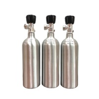 Bouteille de CO2 pour aquarium en métal de 0,8 L, 124 bars, avec valve à poignée en alliage d'aluminium W21.8, fabriquée à Taïwan