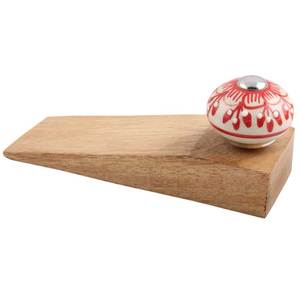 Handmade Slip Resistant Rust Free Red Wooden Zinnia Flower Door Stopper Wedges - Product Image 2