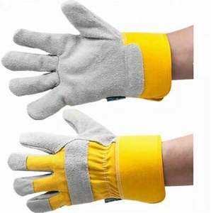 Yellow 707 Safety <b>Gloves</b> XL Double Palm Canadian Industrial Construction Genuine Leather <b>Rigger</b> Working <b>Gloves</b> Anti-Slip Cotton - Product Image 1