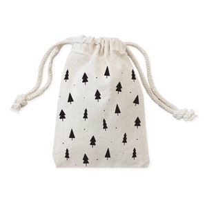 Custom <b>Large</b> Organic Cotton Fabric <b>Drawstring</b> Shopping Pouch <b>Bags</b> Eco-Friendly Screen Printed with Custom Logo - Product Image 2