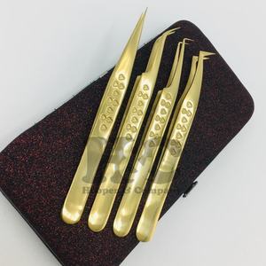 แหนบต่อขนตาปลอมแหนบสแตนเลสแบบกำหนดเองรูปหัวใจสีทองสำหรับต่อขนตาปลอมโลโก้ขนมิงค์ - Product Image 3