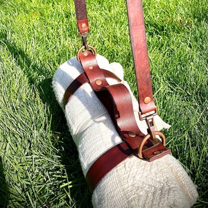 Handmade Leather Blanket Carrying Strap Belt for Rug <b>Mat</b> Blanket Holder Premium Heavy Duty Carrying Strap Belt OEM & FBA Product - Product Image 3