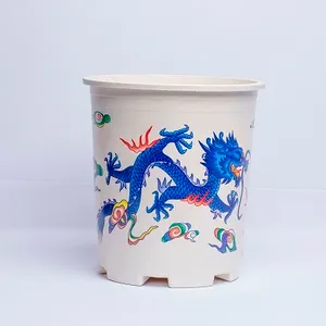 Hochwertige und langlebige chinesische einzigartige Art Drachen und Phoenix Muster PP Kunststoff Pflanzer Kunststoff Blumentopf