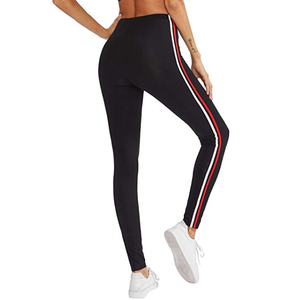 Legging de pantalon slim extensible pour femmes, 92% Polyester 8% Spandex, rayé, Logo personnalisé, de haute qualité, vente en gros - Product Image 3