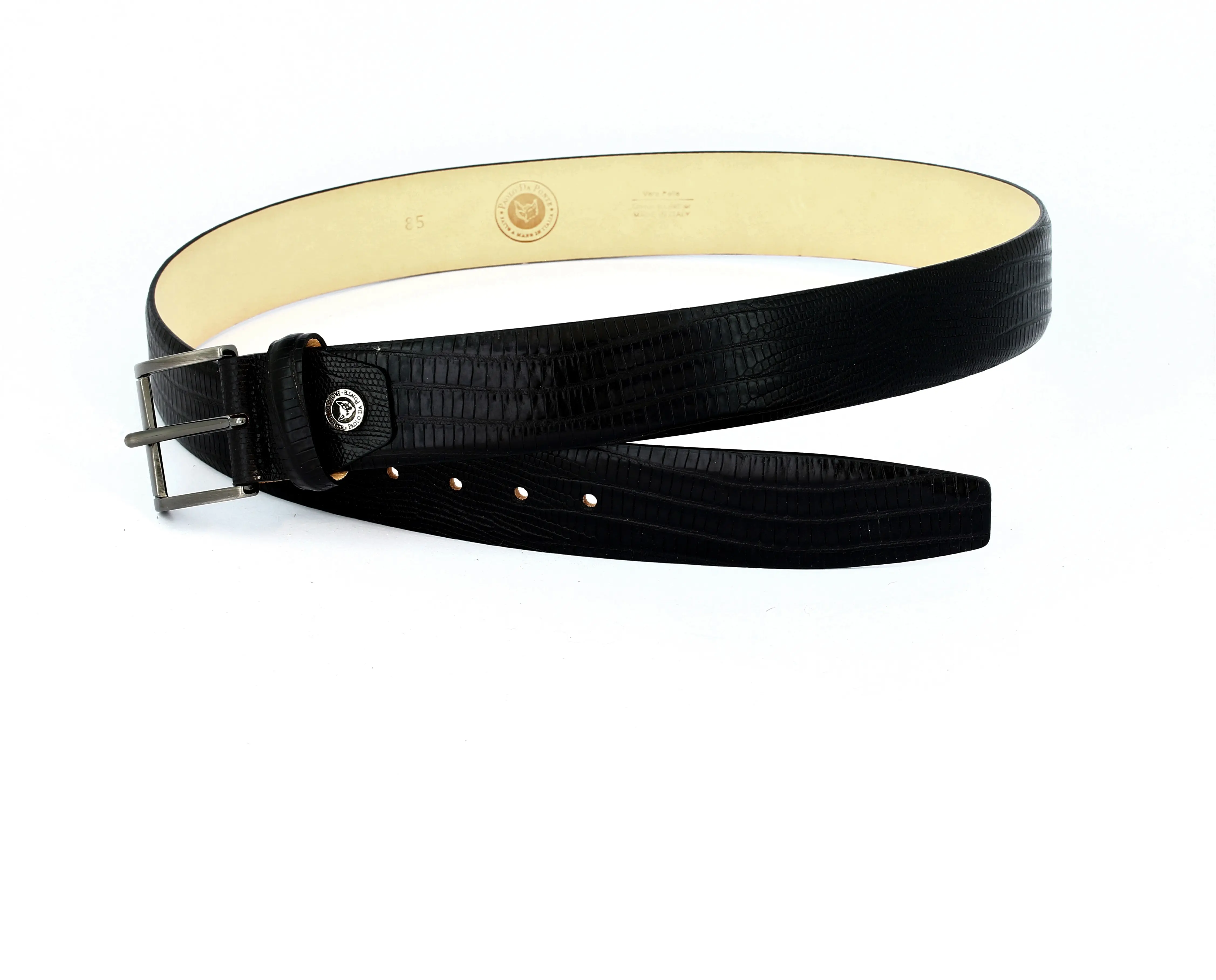 Ceinture arrondie soudée en cuir véritable avec LOGO personnalisé imprimé TEJUS fabriqué en italie