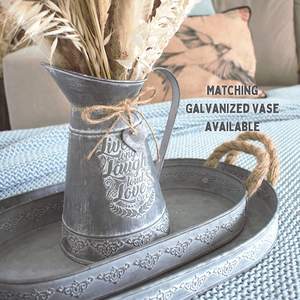 Plateau de service de qualité commerciale fait à la main en métal galvanisé rectangulaire poignées en bois passe au lave-vaisselle pour la maison hôtel collations alimentaires - Product Image 5