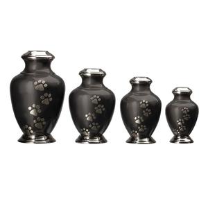Urna Funeraria para Mascotas con Diseño de Huella Negra, para Cenizas de Perros y Gatos, Urna Conmemorativa de Metal con Acabado Granito, Recipiente para Entierro - Product Image 1