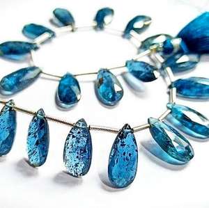 Excellente qualité bleu royal Indigo Kyanite coupe London Moss Gemstone Briolette à facettes en forme de poire perles de pierre étonnantes - Product Image 3