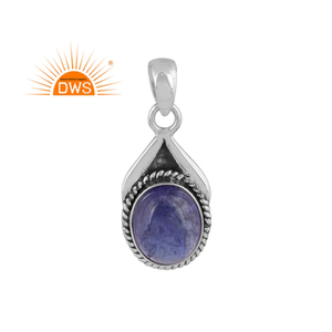 Pendentif en argent sterling 925 oxydé avec pierre précieuse naturelle Tanzanite, bijou pour femme, cadeau pour elle, design personnalisé - Product Image 1