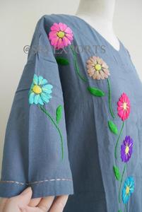 <b>Boho</b> Cotton Floral V-neck Eco-Friendly Maxi <b>Dress</b> Hand Embroidered Beach Wedding Lace <b>Summer</b> Resort Swim Cover Hippie Bridesmaid - Product Image 3