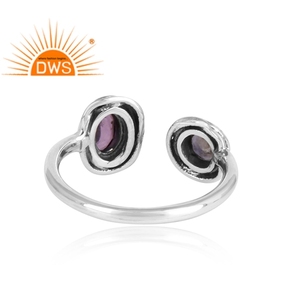 Natural Amethyst And Iolite Gemstone <b>Openable</b> <b>Ring</b> Wrapped 925 Sterling Silver Facing <b>Ring</b> Jewelry Supplier - Product Image 4