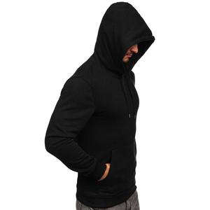 Sudadera con capucha de algodón con logotipo personalizado al por mayor para hombre, jersey negro de manga larga a la moda, OEM personalizado para la temporada de invierno - Product Image 3