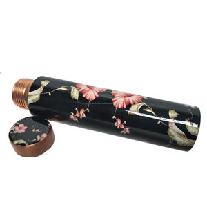 PRETTY MEENA BLACK <b>WATER</b> <b>BOTTLE</b> with FLOWERS PRINT DIRECT DRINKING METHOD - Product Image 6